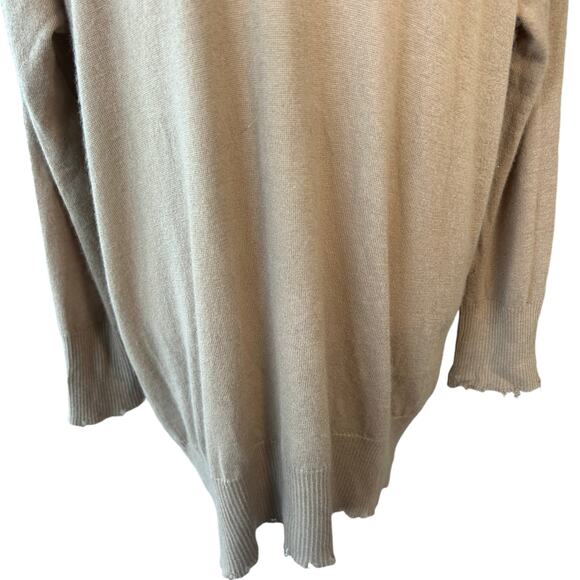 Prive 45 Cashmere? V Neck Sweater Large Tan Thrashed Designer Luxury Grunge Cozy - Picture 5 of 16